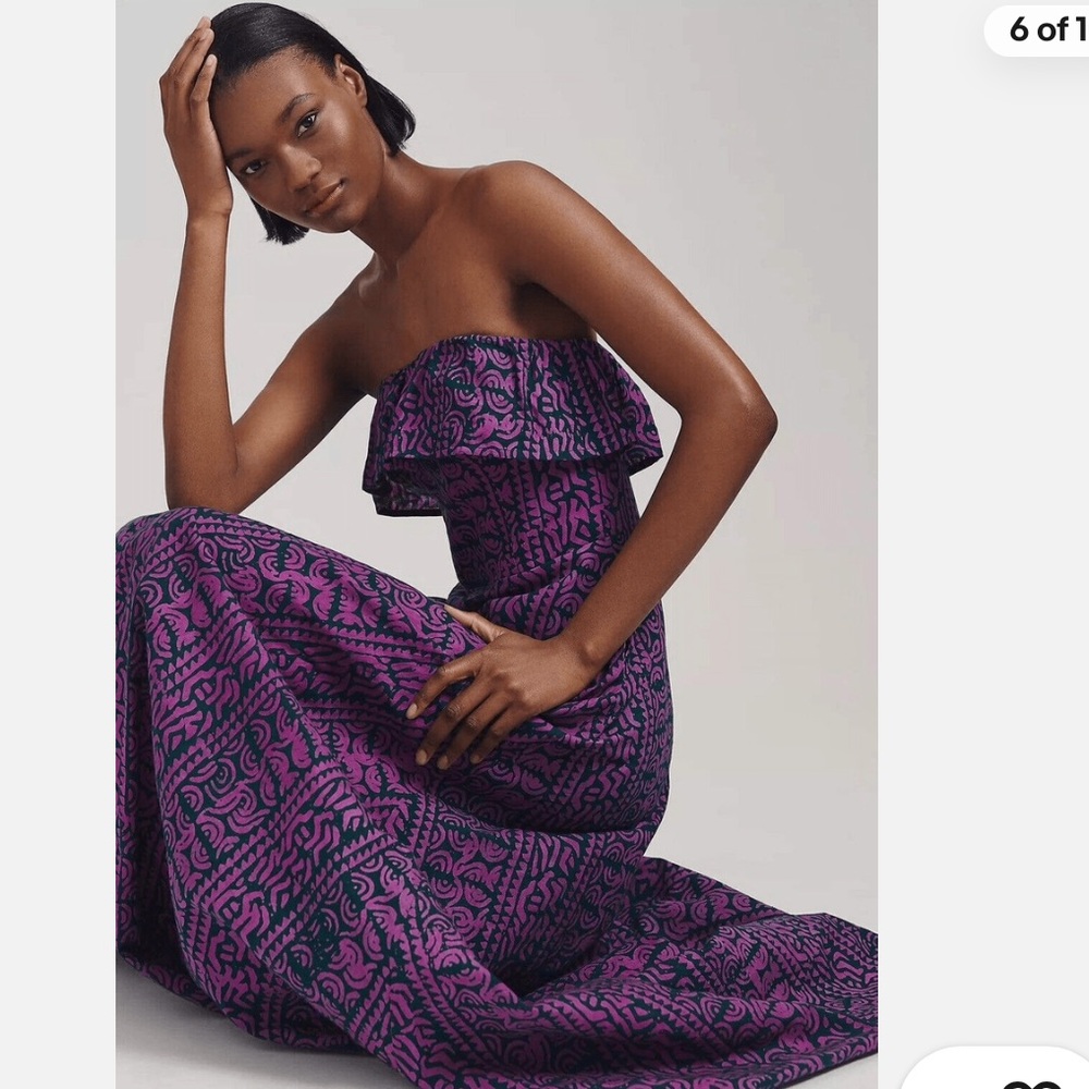 NWT Anthropologie Kahindo strapless ruffled Maxi dress - Picture 4 of 9